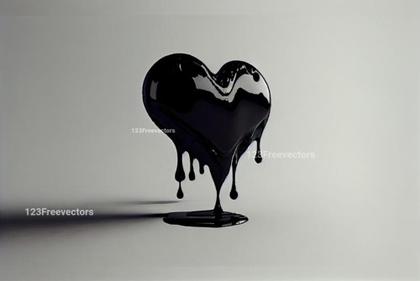 Heart Dripping Black Paint