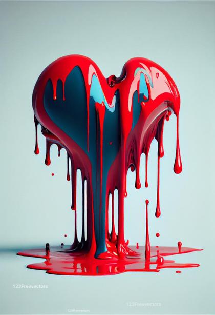 Heart Dripping Red Paint