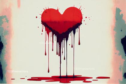 Heart Dripping Red Paint