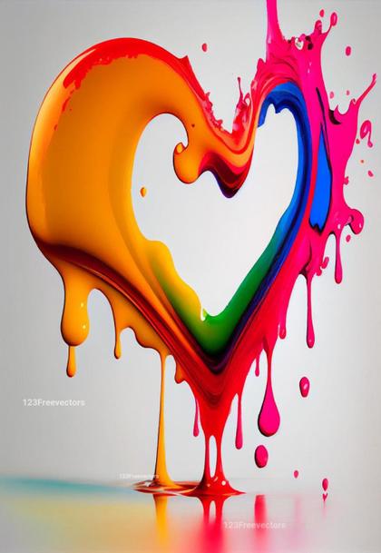 Heart Shape Colorful Paint Splatter