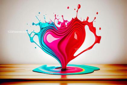 Colorful Paint Love Heart Shape