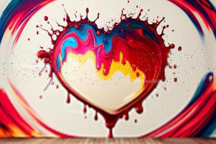 Colorful Paint Love Heart Shape