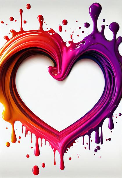 Heart Shape Paint Dripping Splash
