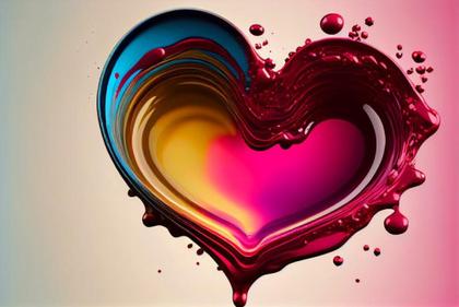Heart Shape Colorful Paint Splatter