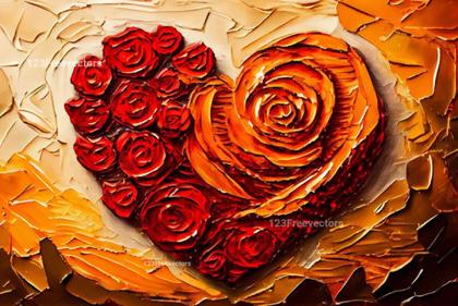Valentines Love Heart Oil Painting Background