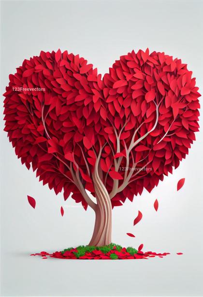 Red Heart Shaped Tree Valentines Day Background