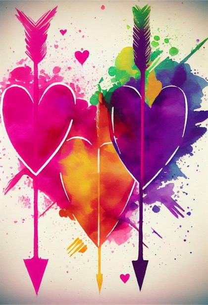 Heart and Arrows Watercolor Painting