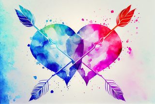 Heart and Arrows Watercolor