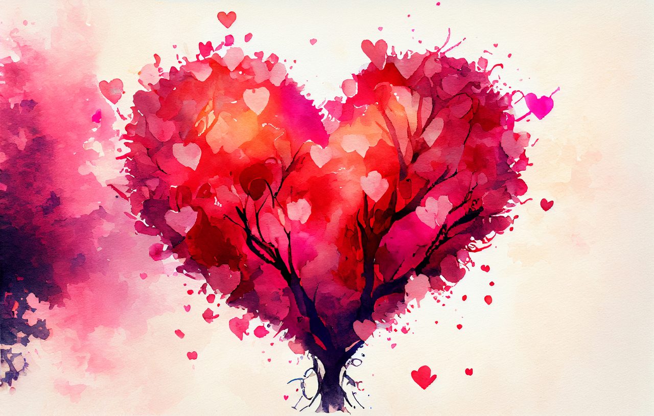 Valentines Day Watercolor Background