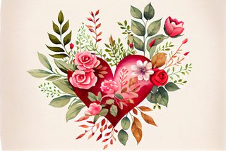 Valentine Heart Watercolor Background