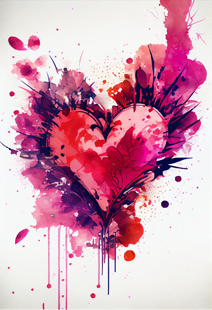 Valentine Heart Watercolor Background