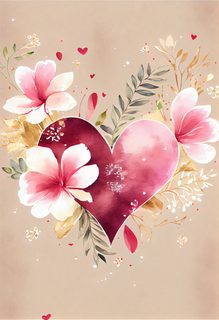 Valentine Heart Watercolor Background