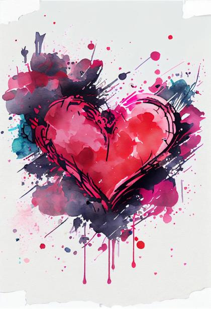 Valentine Heart Watercolor Background