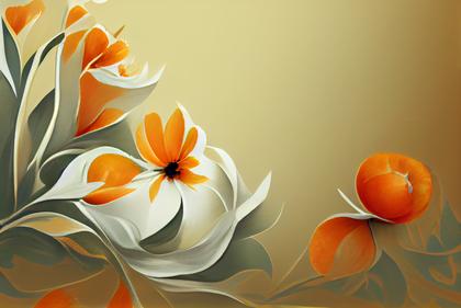 Orange and White Flower on Beige Card Background