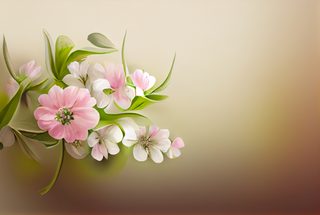 Delicate Pink and White Flowers on Beige Gradient Background
