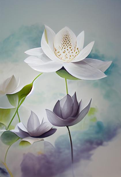 Lotus Flower on Grey Background Image