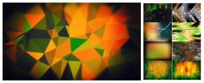 Creative Collection: Abstract Green Orange and Black Background Designs for a Vibrant Look