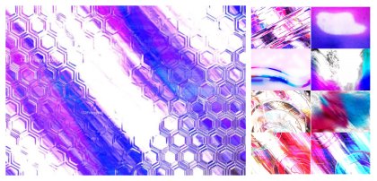 Aesthetic Fusion: Pink Blue and White Abstract Designs
