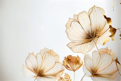 Gold Line Art Flower Background Image