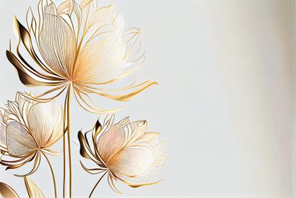 Gold Line Art Flower Background Image