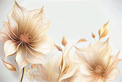 Gold Line Art Flower Background