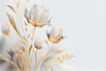 Gold Line Art Flower Background Image