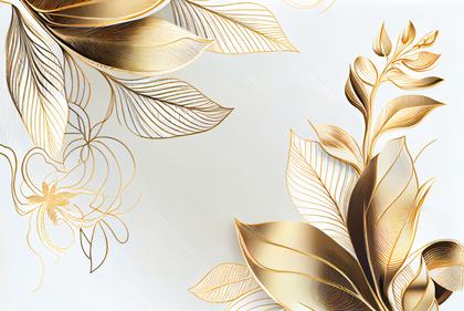 Gold Line Art Flower Background Image
