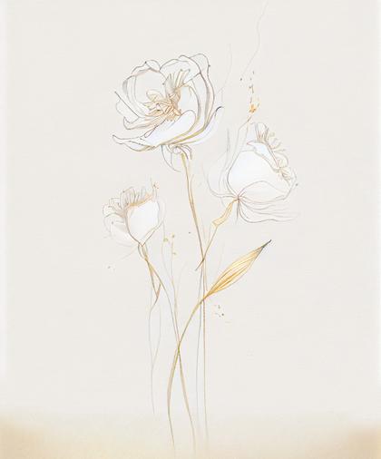 Gold Line Art Flower Background