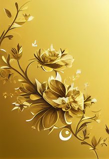 Metallic Gold Flower Branch on Gradient Background