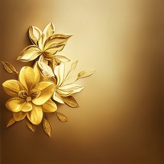 Metallic Gold Floral Arrangement on Smooth Gradient Background