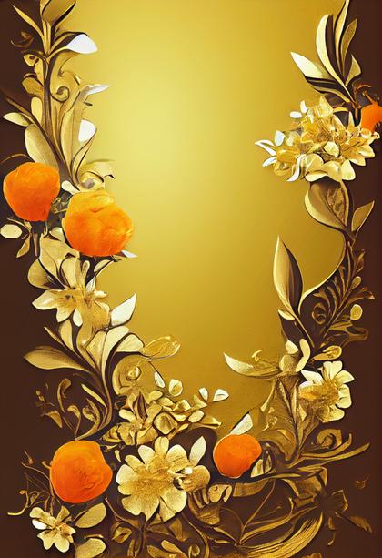 Orange Flower on Gold Card Background