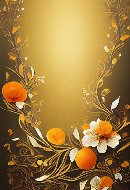Orange Flower on Gold Card Background Image