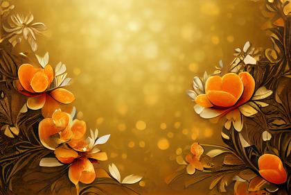 Orange Flower on Gold Card Background