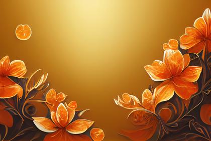 Orange Flower on Gold Card Background Image