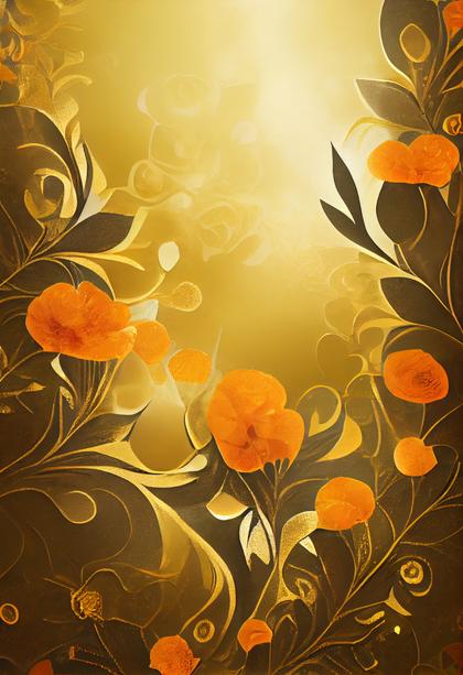 Orange Flower on Gold Card Background