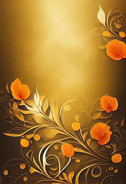 Orange Flower on Gold Card Background
