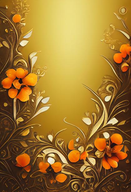 Orange Flower on Gold Card Background Image