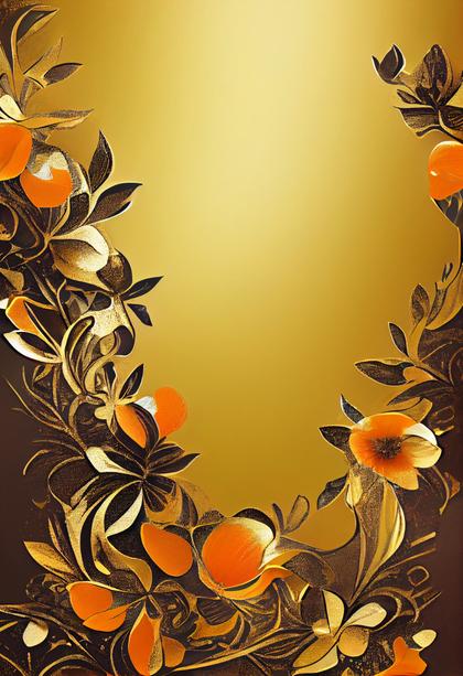 Orange Flower on Gold Card Background