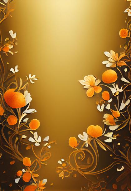 Orange Flower on Gold Card Background Image