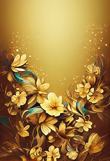 Golden Aura: 18 Turquoise Flower on Gold Card Background