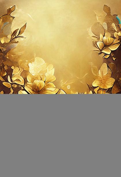 Turquoise Flower on Gold Card Background