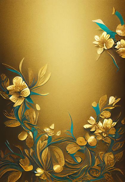 Golden Aura: 18 Turquoise Flower on Gold Card Background