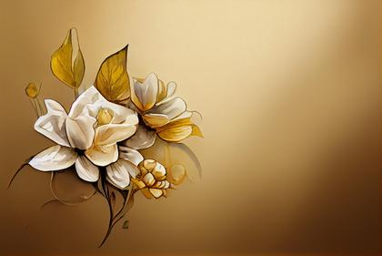 Gilded Elegance: 13 Watercolor White Flower on Gold Card Background Designs