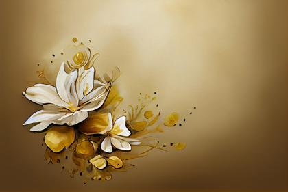 Gilded Elegance: 13 Watercolor White Flower on Gold Card Background Designs