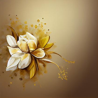 Gilded Elegance: 13 Watercolor White Flower on Gold Card Background Designs