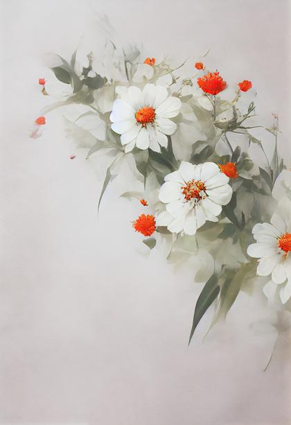 Orange and White Flower Card Background