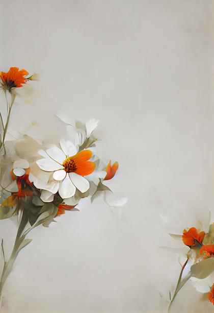 Orange and White Flower Card Background