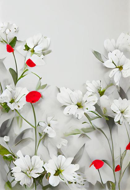Free Download Red and White Flower Card Background