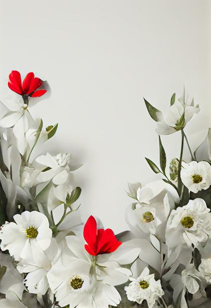 Free Download Red and White Flower Card Background