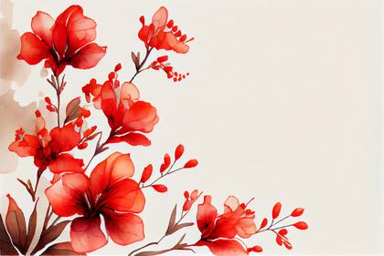Free Download Watercolor Red Flower Card Background